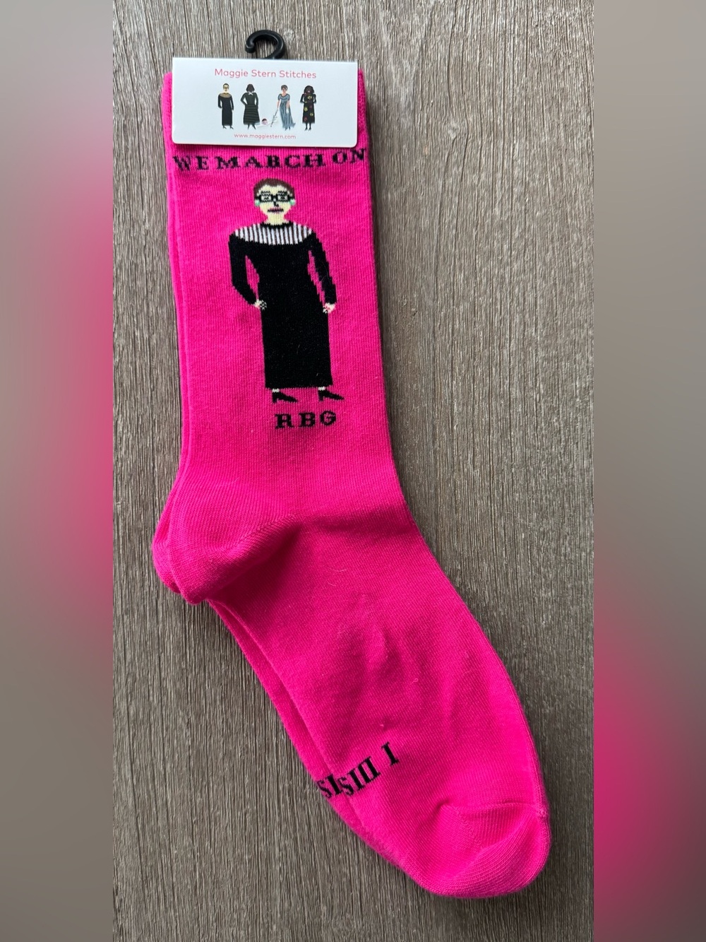 NEW RBG Ruth Bader Ginsburg, RBG, I Dissent, We March On, Pink Socks, One Size